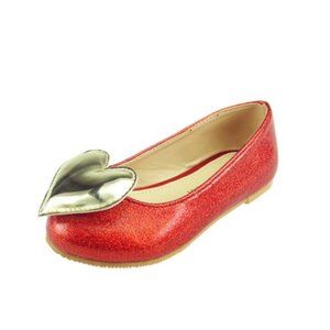 The Doll Maker Toddler Silver Heart Sparkly Ballet Flats - Red - Size 10